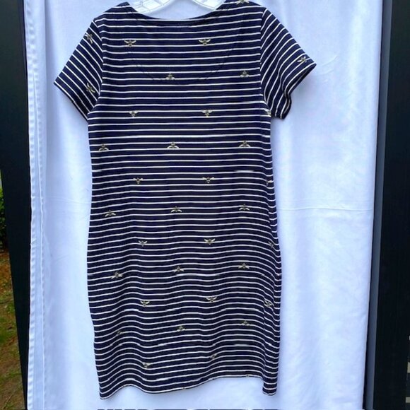 Joules Size 8 Knit dress with bees in navy and white - Picture 2 of 4